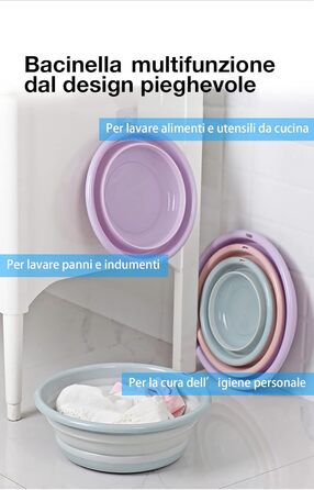 Умивальник, корито для білизни, чаша для миття посуду, чаша для кемпінгу, складана, пластикова, компактна, ідеально підходить для ванної кімнати, кухні, патіо, саду, термостат гумовий (12x3113,5x37) см, синій (12x3113,5x37) см синій