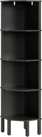 Кутова полиця, кутова книжкова полиця з 5 полицями, полиця для рослин, полиця для зберігання речей у вітальні, офісі, спальні, 127x29x29 см, чорна