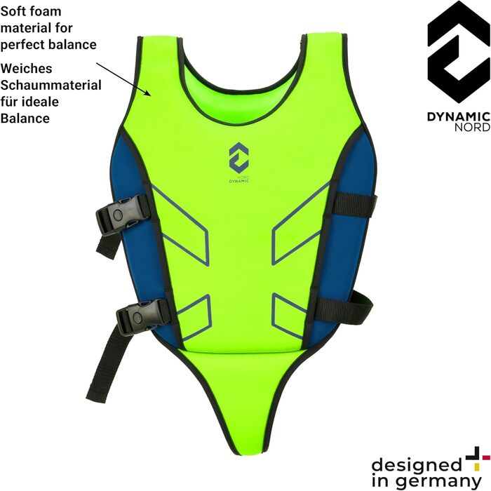 Дитячий рятувальний жилет преміум-класу - Розроблено в Німеччині - Засіб для плавання для дітей вагою 15-19 кг та 19-30 кг для безпечного плавання, засіб для рятування від сонця, жилет для тренувань з плавання. Зелений/Синій M 19-30 кг (приблизно 3-6 рокі