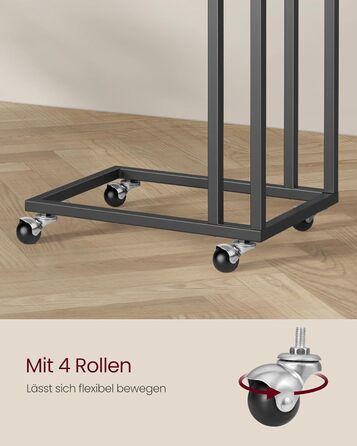 Журнальний столик VASAGLE, диван-столик на колесах, C-подібна форма, мобільний журнальний столик, 35 x 50 x 60 см, стіл для вітальні з металевим каркасом, для кави та ноутбука, сучасний, чорний колір LNT050B56 1 чорний колір