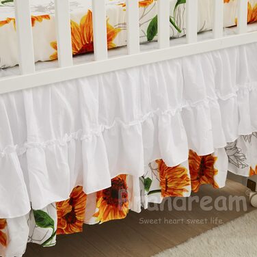 Постільна білизна для дівчаток Brandream, квітковий візерунок, жовтий / білий, дитяче ліжечко, соняшник, дитяча ковдра, 3-компонен