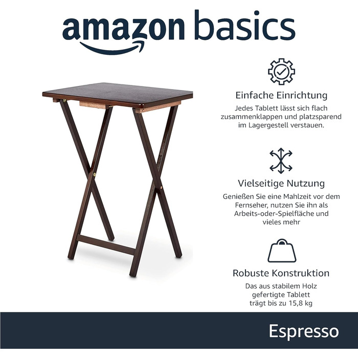 Складані дерев&39яні журнальні столики Storeo Basics з підставкою, комплект з 4 шт. , колір еспресо коричневий