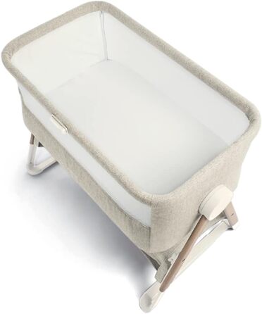 Ліжечко-тумбочка Mamas & Papas Lua, знімний кошик, відкидні боковини, матрац у комплекті, 0-6 місяців, колір бежевий