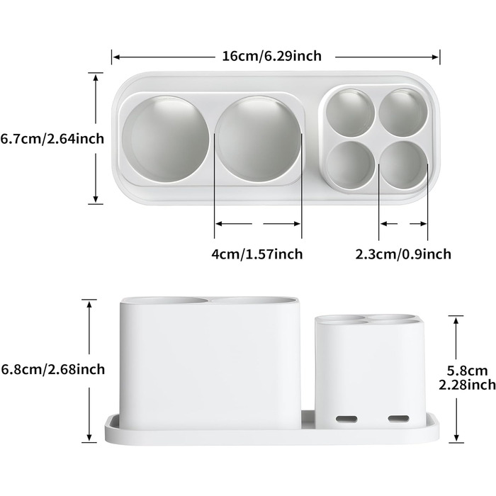 Тримач для щіток ALOCEO, Caddy для електричної зубної щітки, насадок, ручних щіток, зубної пасти та скребка для язика, білий