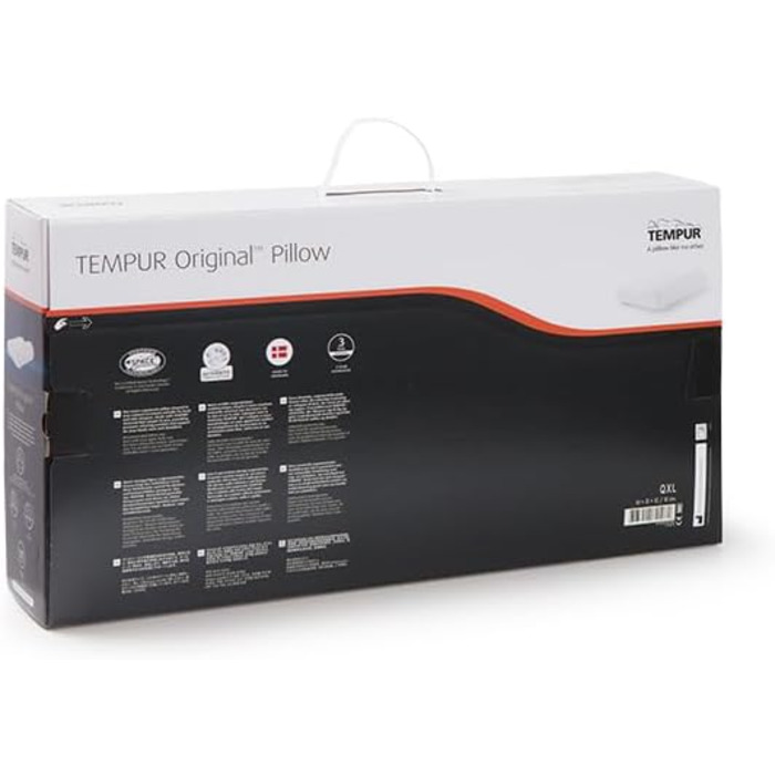 Оригінальна подушка TEMPUR. Ергономічна подушка для шиї з піни з ефектом пам&39яті середньої жорсткості для людей з малою/середньою статурою, сну на боці та спині, з чохлом, який можна прати, дуже велика (61 x 31 x 11,5/8 см), біла. Дуже велика.