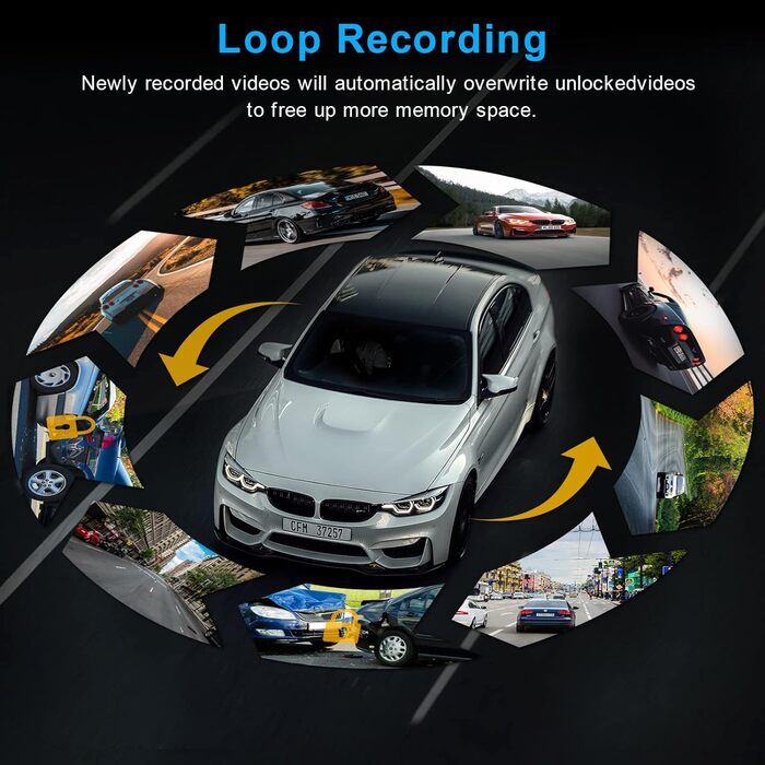 Відеореєстратор автомобільний передній з 64G SD картою, 3 ' IPS екран автомобільна камера, 176 ширококутний відеореєстратор, 1080P
