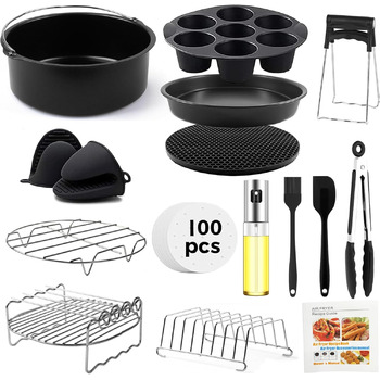 Аксесуари для фритюрниці TOIMALDO XL - набір аксесуарів для фритюрниці з 15 предметів підходить для фритюрниці Philips 6.2 л COSORI 4.7 л Ninja 5.2 л тощо (20 см) 8 дюймів