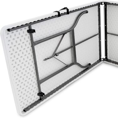 Розкладний стіл Nexos Trading XXL, кемпінговий стіл, 240 x 70 см, для кейтерингу, складаний, білий, стіл для вечірок, ручки для перенесення, обідній стіл, фуршетний стіл, всепогодний, до 150 кг, стійкий, приблизно 15 кг, до 10 осіб