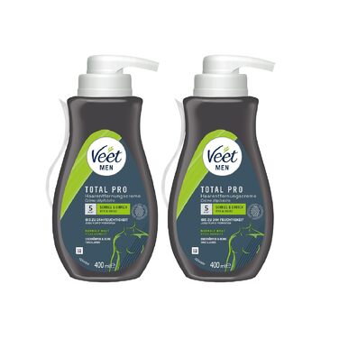 Крем для депіляції Veet Sensitive 2 упаковки для чоловіків для швидкої та ефективної епіляції всього за 5-10 хвилин Крем для видалення волосся Veet Men 2x400мл