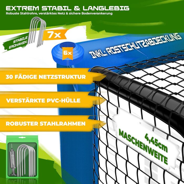 Футбольні ворота KESSER для саду, міцні тренування на свіжому повітрі, тренування зі стрільби, сітка, стійка до ультрафіолету, сталева рама з підкладкою, анкерні кріплення для землі, повітряний насос, конуси, монтажні аксесуари для дітей та дорослих, 240 