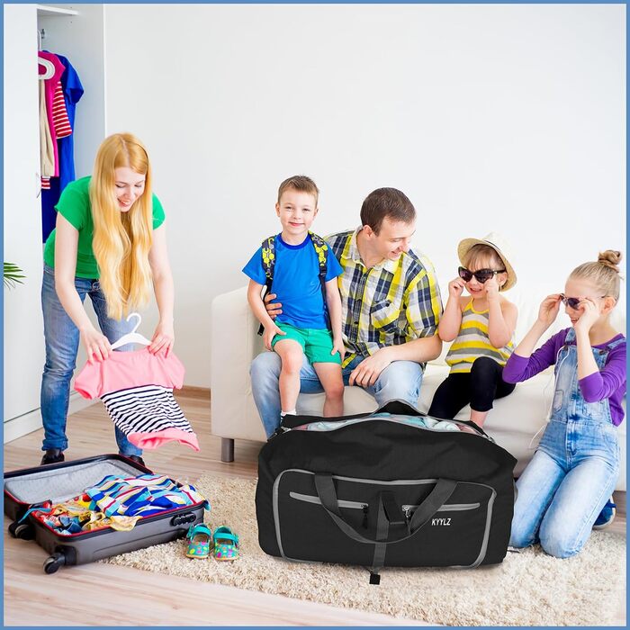 Складана дорожня сумка об&39ємом 85 л для жінок та чоловіків, ручна поклажа, велика дорожня сумка з відділенням для взуття та кількома кишенями, спортивна сумка для подорожей, спорту та відпусток (чорна)