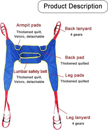 Підйом пацієнта, Розділений слінг для ніг, Туалетний слінг, Баріатричний туалетний слінг для інвалідів, Універсальний слінг для ходьби всього тіла, стегно, стегно, хвіст M