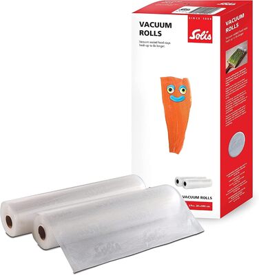 Різана за розміром вакуумна пакувальна плівка Solis, 2 рулони плівки для вакуумного пакувальника 30 x 600 см, термозбіжна плівка для вакуумного пакувальника, багаторазова