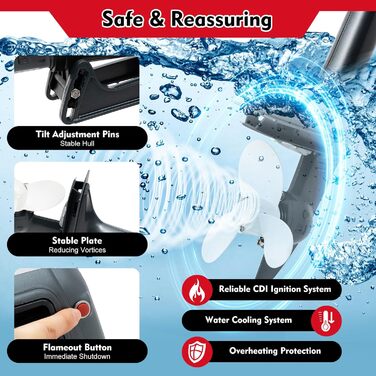 Тактний підвісний човновий мотор, підвісний човновий мотор, бензиновий підвісний мотор, 2,5 кВт та 3,5 к.с., швидкість 5000 об/хв, підходить для надувних човнів, рибальських човнів, вітрильних човнів, запчастин для підвісних моторів, 2-