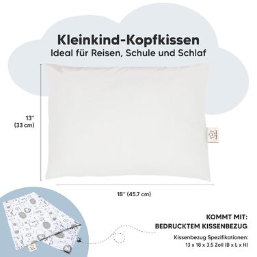 Подушка для малюків з наволочкою - М&39яка дитяча подушка для сну з органічної бавовни - Подушка для малюків, яку можна прати - Дитяча подушка для малюків (KeaSafari)