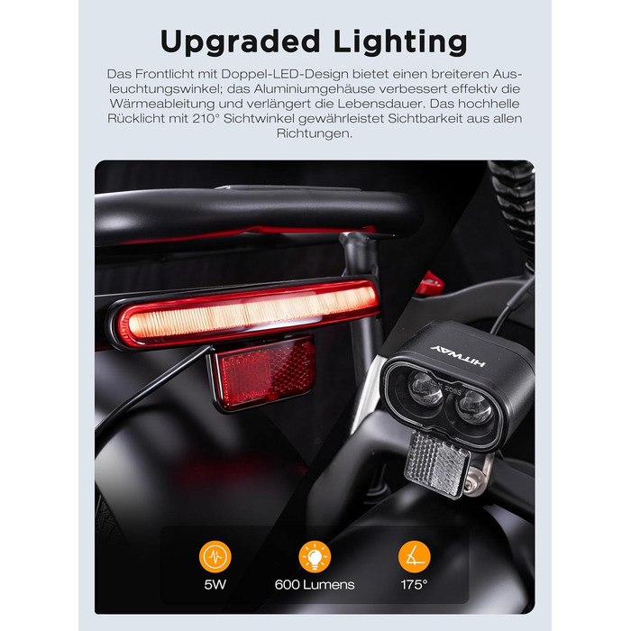 Електровелосипед HITWAY з акумулятором 48 В 18 Аг, електричний велосипед, складаний всюдихідний електровелосипед з 20-дюймовими товстими шинами, складаний електровелосипед, двигун 250 Вт, 25 км/год, 7-ступінчаста коробка передач та 3-ступінчасте електричн