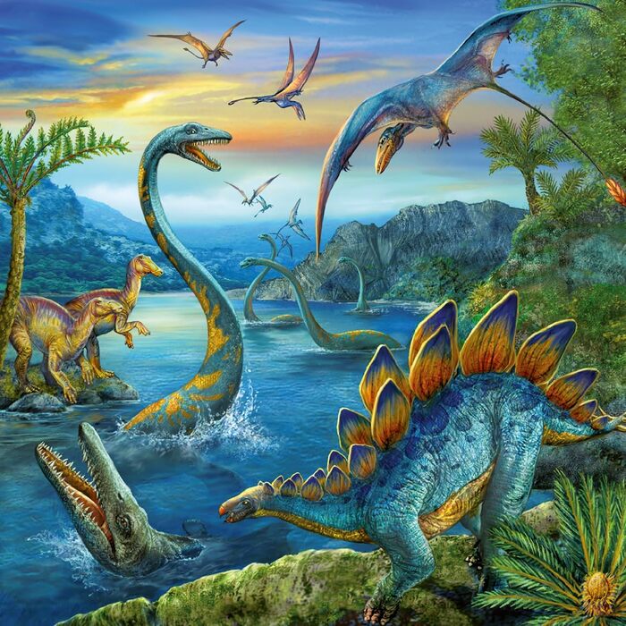 Дитячий пазл Ravensburger - 09317 Fascination Dinosaurs - Динозавр для дітей від 5 років, 3x49 елементів, іграшка динозавр для 1 г