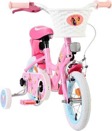 Дитячий велосипед Volare Disney Princess 12 дюймів рожевий з додатковими колесами та кошиком
