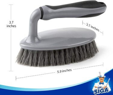 Надміцна щітка зі зручною ручкою, щітка для чищення ванної кімнати, душу, раковини, підлоги, 2 шт. сірого та чорного кольору