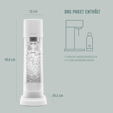 Деревний поновлюваний деревний композитний виробник газованої води з пластиковою пляшкою без BPA об'ємом 1 л (без балона CO2) - білий один розмір білого кольору