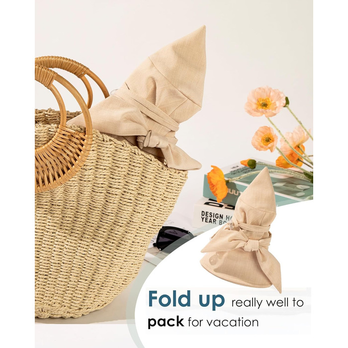 Жіночий капелюх Comhats з широкими полями, захист від сонця UPF 50, складний, літній пляжний капелюх, бавовна/льон 69045Хакі L