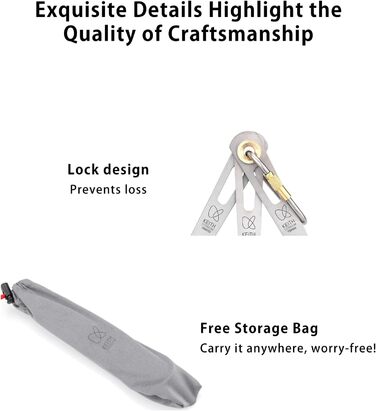 Набір столових приборів KEITH Titanium 3-в-1 для кемпінгу, ложка, виделка, ніж, із сумкою для зберігання