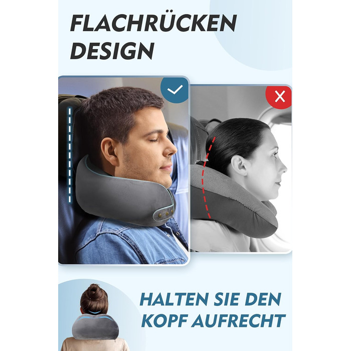 Подушка для шиї Cirorld Літак, регульована дорожня подушка з піни з ефектом памяті, ергономічна подушка для шиї Ідеально підходить для подорожей Літак Офіс із 3D маскою для сну Затички для вух Сітчаста кишеня
