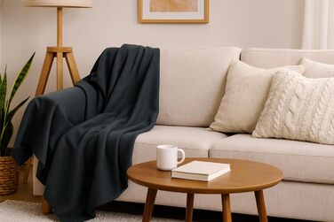 Флісові ковдри Betz, 3 шт., 130x170 см, 180 г/м Мякий плед Пухнастий плед для дивана як покривало Легкий, теплий та простий у догляді Антрацит