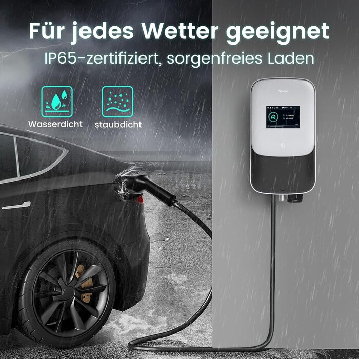 Зарядна станція GONEO Wallbox 22kW 8-32A для електромобілів 3-фазна з 5-метровим зарядним кабелем типу 2 для EV/PHEV зарядний прис