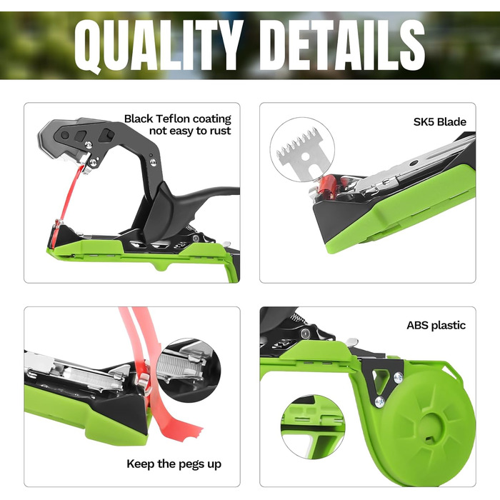 Плоскогубці для обв&39язування рослин, машина для обв&39язування рослин 420 г, машина для обв&39язування рослин з 10 000 скобами та 20 рулонами зеленої клейкої стрічки SJ-B13G