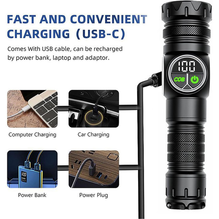 Міцний ліхтарик, багатофункціональний ручний ліхтарик, 4,2 x 17,6 см, міцний, ліхтарик на батарейках із ремінцем на зап&39ястя, аксесуар для роботи на свіжому повітрі, для походів, кемпінгу, полювання