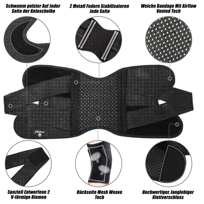 Колінний бандаж NEENCA від болю в коліні, компресійний колінний бандаж з повітряною сітчастою тканиною, регульований колінний бандаж з бічними стабілізаторами, ультрам&39який бандаж для розриву меніска, передньої хрестоподібної зв&39язки, ходьби, полегшен