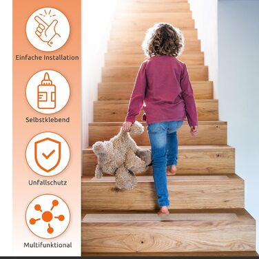 Елементні протиковзкі килимки для сходів, прозорі, для дерева, плитки, каменю та інших гладких підлог, захист від ковзання для сходів, самоклеючі, 60x10 см, 16-