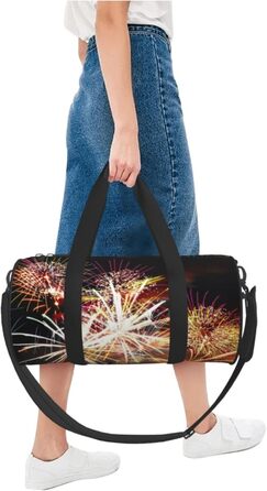 Спортивна сумка, дорожня сумка, стильний принт Феєрверк, сумка для подорожей на ніч, чорна, універсальний розмір