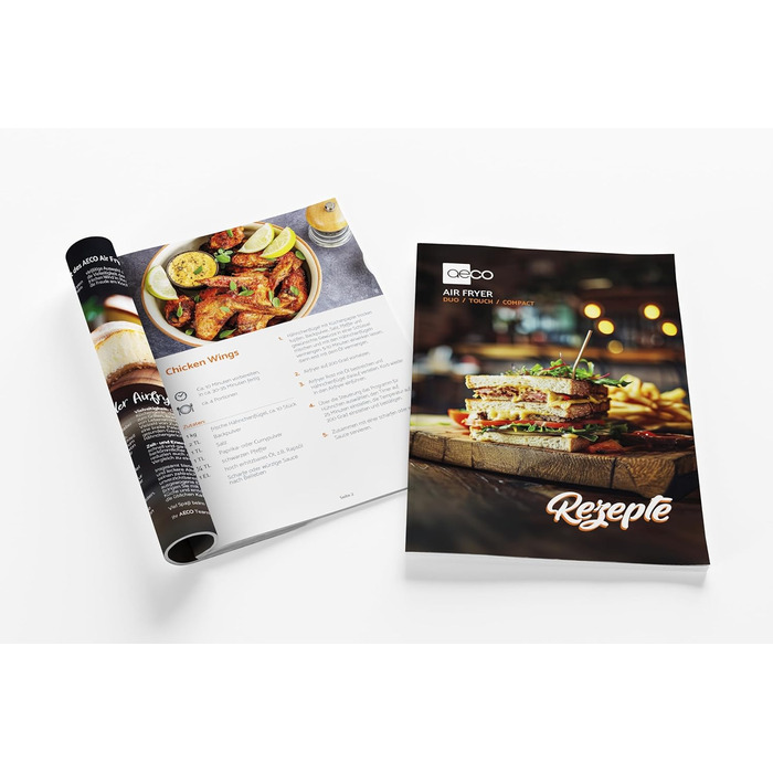 Літра, фритюрниця з цифровим сенсорним дисплеєм, 1500 Вт, регулювання 80-200, 8 програм, включаючи брошуру з рецептами 4,3 літра Компактний (компактний), 4,3