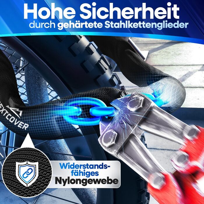 Замок велосипедний LockOne з ключем I - SAFESECURE Високонадійний велосипедний замок I міцний та довговічний ланцюговий замок для велосипеда I Велосипедний замок, 3 ключі, чорний