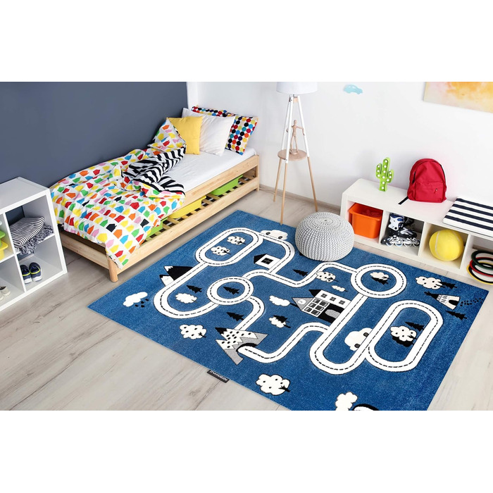Дитячий килимок Petit для дитячої кімнати, ігрові килимки, дитяча кімната, міські вулиці синій 280x370 см