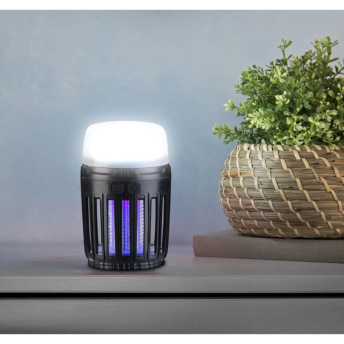 Ліхтар від комарів Exbuster УФ-засіб від комах 2-в-1 та кемпінговий ліхтар з акумуляторною батареєю, регульованою яскравістю, USB (кемпінговий ліхтар від комарів, лампа від комарів, настільна лампа на батарейках)