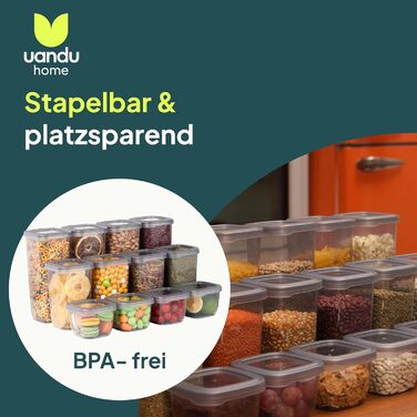 Герметичні контейнери для зберігання продуктів uandu з кришками Кухонні коробки для зберігання Зберігання та організація Набір контейнерів для зберігання продуктів Без BPA Кухонний органайзер Набір контейнерів для зберігання продуктів з 12 предметів Кухон