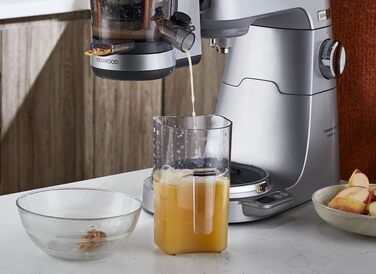 Повільна соковижималка Kenwood KAX720PL аксесуари для кухонних комбайнів Kenwood, електрична соковижималка з контейнером для соку 400 мл і функцією захисту від крапель, сріблясто-сірий