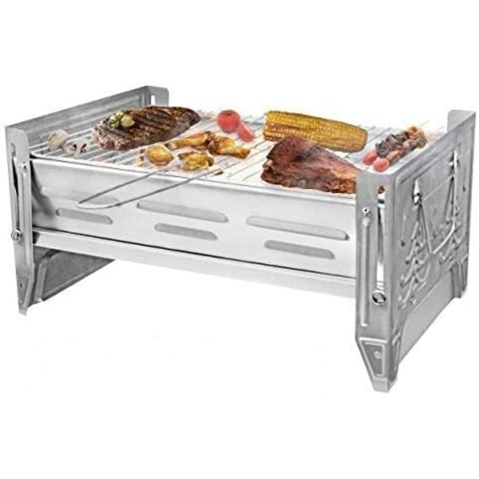 Кемпінговий гриль VENTON 26,8 x 40,2 x 19,8 см (Д x Ш x В) Складаний та портативний міні-гриль Практичний дорожній гриль зі знімною решіткою для гриля Міцний складаний гриль з нержавіючої сталі Портативний гриль для вулиці