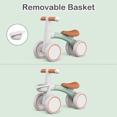 Дитячий беговел Umatoll від 1 року, іграшки для дітей 12-24 місяців, дитячий беговел з кошиком для хлопчиків та дівчаток, подарунк