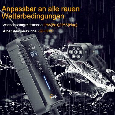 Зарядний кабель GUWIEYG Type 2 CEE 7.2kW, 5M, IEC 62196 Портативний зарядний пристрій для електромобілів з сумкою для перенесення,
