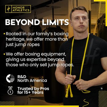 Боксерська скакалка Honor Athletics Pro 3.0, 5.3 мм, для використання в приміщенні та на вулиці, регульована для боксу, надміцна, стійка до перегинів суміш TPU-PVC, неламкі ручки, регульовані чорні ручки / чорна скакалка