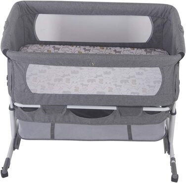 Дитяча колиска, люлька, дорожнє ліжечко, складне дитяче ліжечко, бічне ліжко, колиска-гойдалка з функцією гойдання, включаючи москітну сітку, матрац та сумку (92 58 7090 см (сіро-білий))