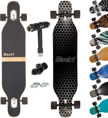 Лонгборд FunTomia Mach1 Bamboo керамічні підшипники Si3N4 drop-through camber cruiser T-Tool у комплекті бамбук + fiberglass 3-флекс повний компліт трикутник для карвінгу фрірайду оригінал Німеччина 2025