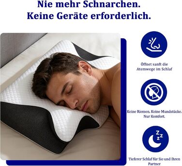 Ергономічна подушка для шиї Curosleep, подушка для шиї з піни з ефектом пам&39яті, подушка проти хропіння для сну на спині, боці та животі, дихаюча та миється (чорна)