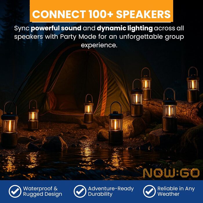 Ліхтар-динамік Felix 2 - Надихаючий Bluetooth-динамік зі світлом, Вуличний динамік, Світлодіодний вуличний ліхтар, Ліхтар для кемпінгу, Вуличний Bluetooth-динамік для пригод, Чорний