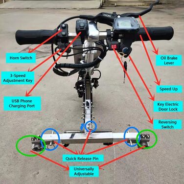 Комплект для переобладнання CLOXKS для електричного кріплення інвалідного візка зі світлодіодним переднім світлом з подвійними намистинами, запас ходу 90 км, 3-швидкісне регулювання, електричний ручний велосипед для інвалідів