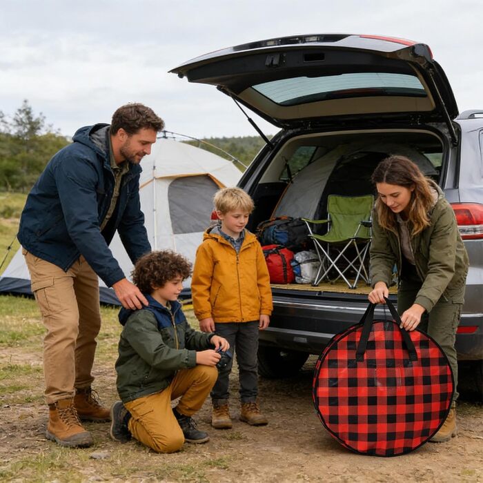 Коробка для зберігання, 2 предмети, картата, сумка на блискавці та ручкі, для шафи, будинку, горища, підвалу, гаража, Різдва, спальні, гуртожитку 61 x 18 см